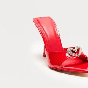 Elegant Red Women's Heels with Heart Accent